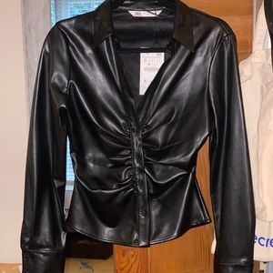 Black leather top from Zara, never worn, tags still on